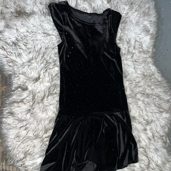 Girls Black Velvet sparkle Dress size 10/12 - Picture 3 of 4